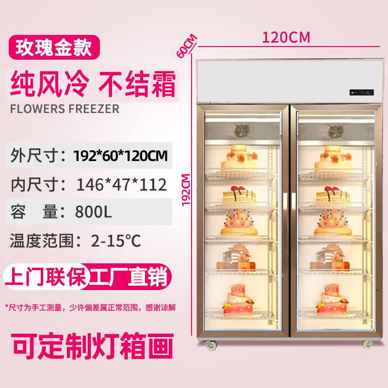 展示柜冰柜烘焙冰箱面包甜品展示风冷无霜 双门金色风冷无霜铝合金门