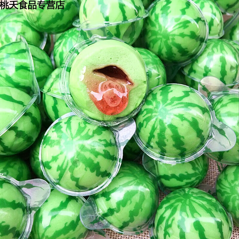 花仙笙(gearss)爆浆西瓜夹心软糖创意糖果西瓜造型糖节日糖果零食整桶