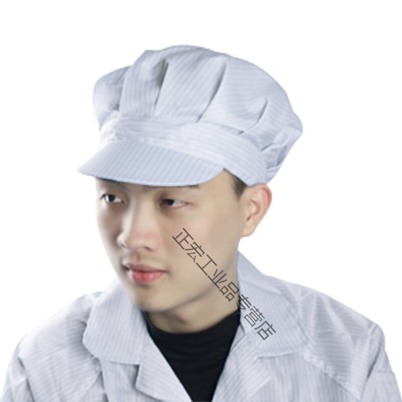 静电帽白色防尘帽子车间防灰尘无尘帽女大工帽劳保工作帽男蓝色 白色