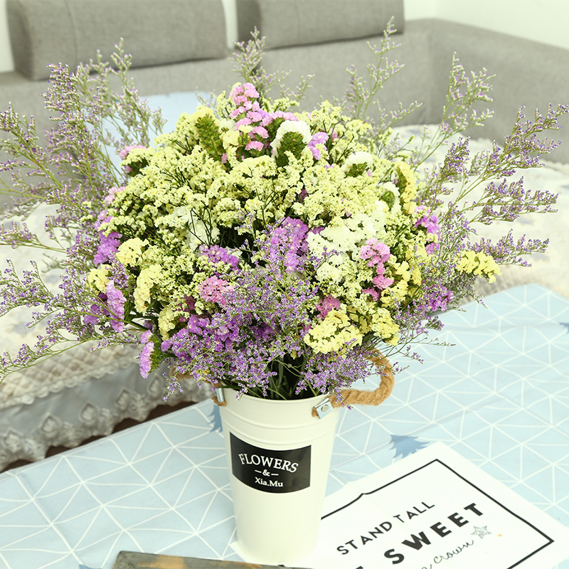鲜花摆件客厅装饰真花插花满天星花束节日生日搭配 黄粉白勿 情人草