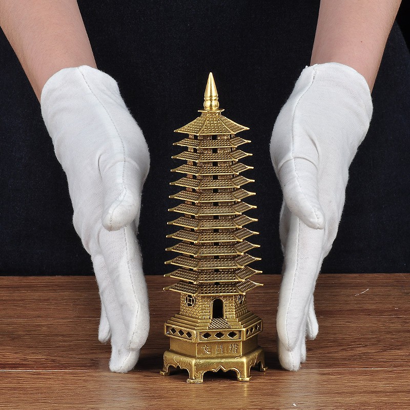 莲善堂 全黄铜十三层13层文昌塔摆件家居客厅办公室桌面书房摆设工艺