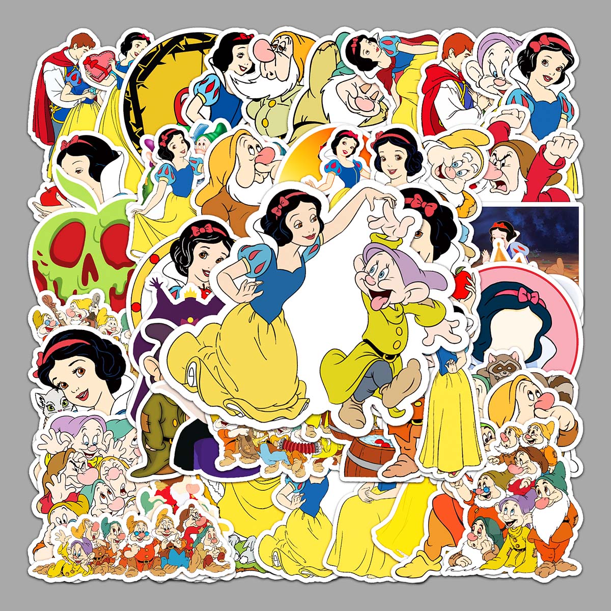 50张白雪公主贴纸 可爱卡通七个小矮人创意图案 手帐桌面吉他平板手机