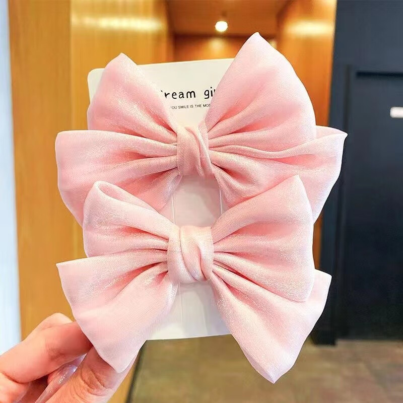 儿童公主蝴蝶结发夹粉色1对