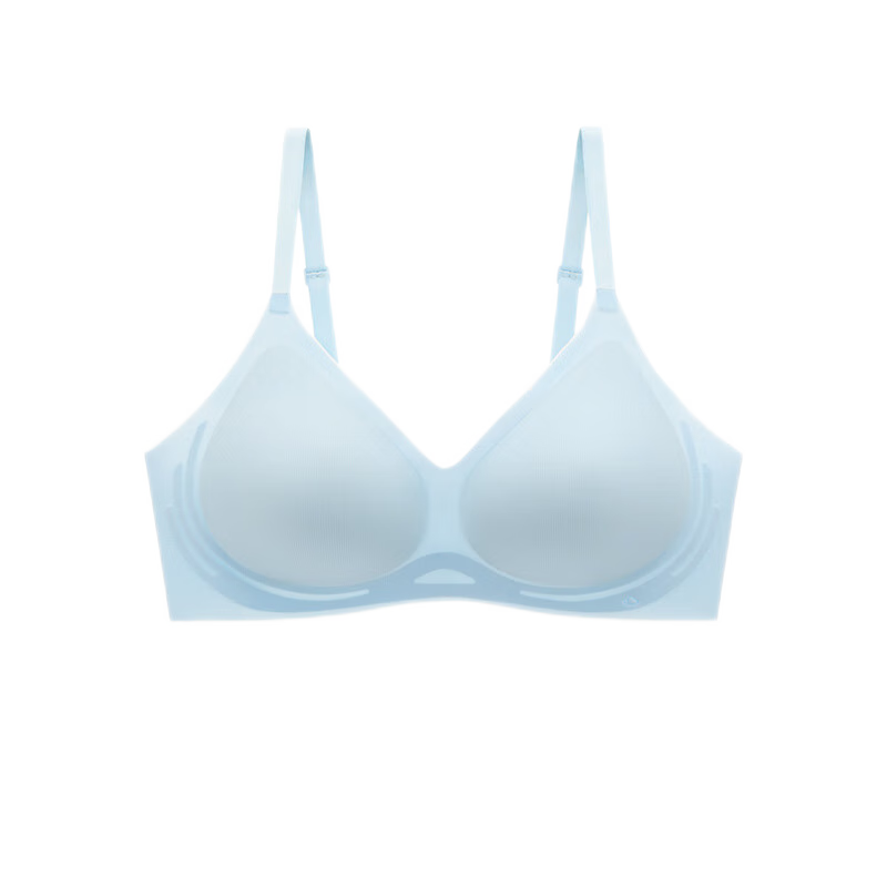 幸棉凉感内衣女薄款小胸聚拢软支撑透气大胸显小胸罩吸汗透气无痕文胸 樱花粉 M (75ABC)