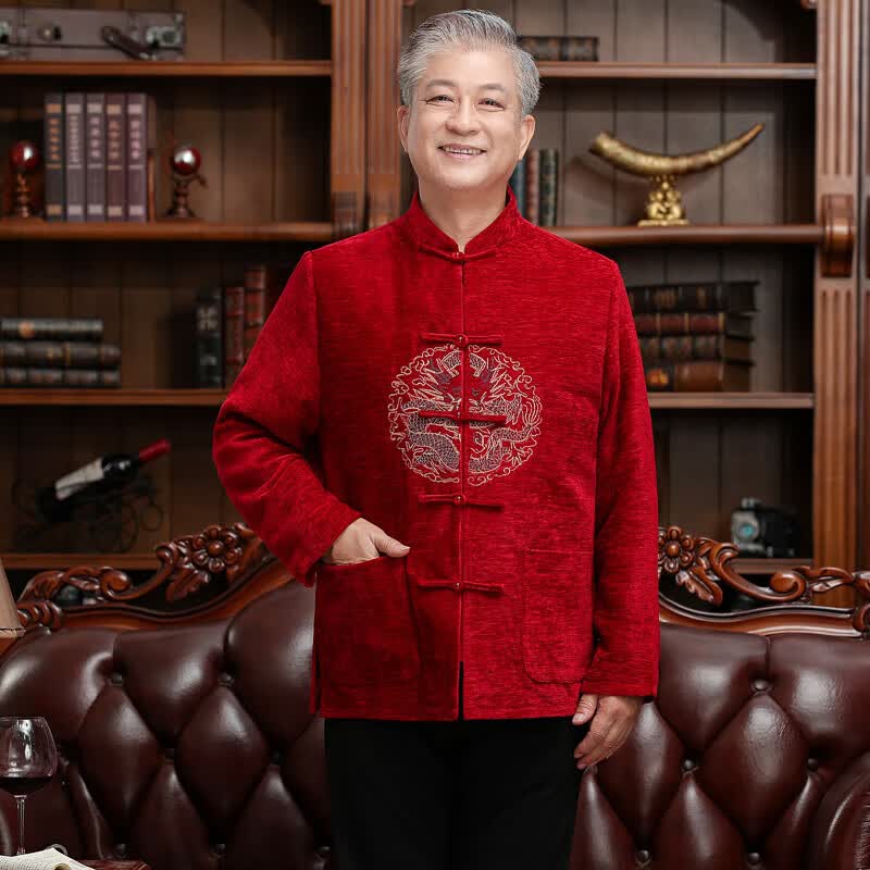 哲汉过生日男士老人八十大寿穿的衣服中老年唐装男春秋季婚礼过寿外套 酒红色_男 2XL怎么样,好用不?