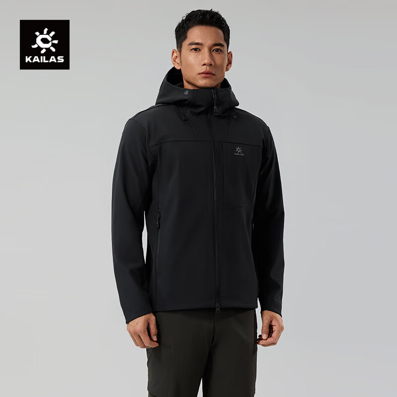KAILAS凯乐石软壳衣男加绒保暖透气弹力户外防风耐磨连帽登山外套