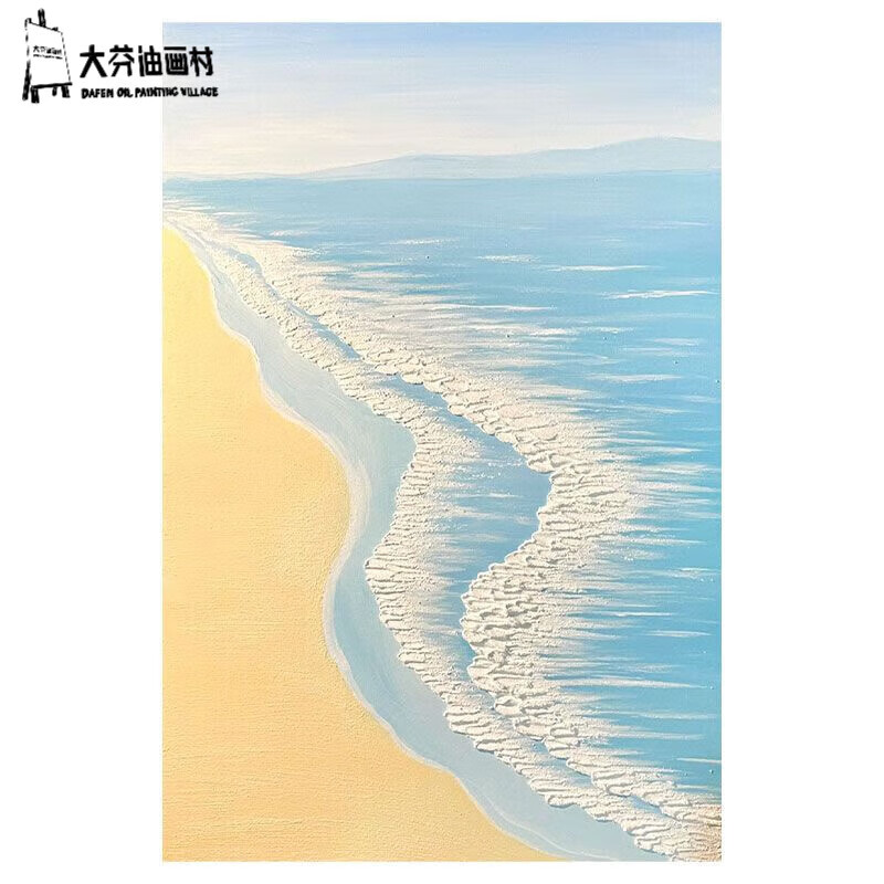 画大芬大芬油画村纯手绘油画高档装饰挂画海滩风景手绘夏日大海沙滩画