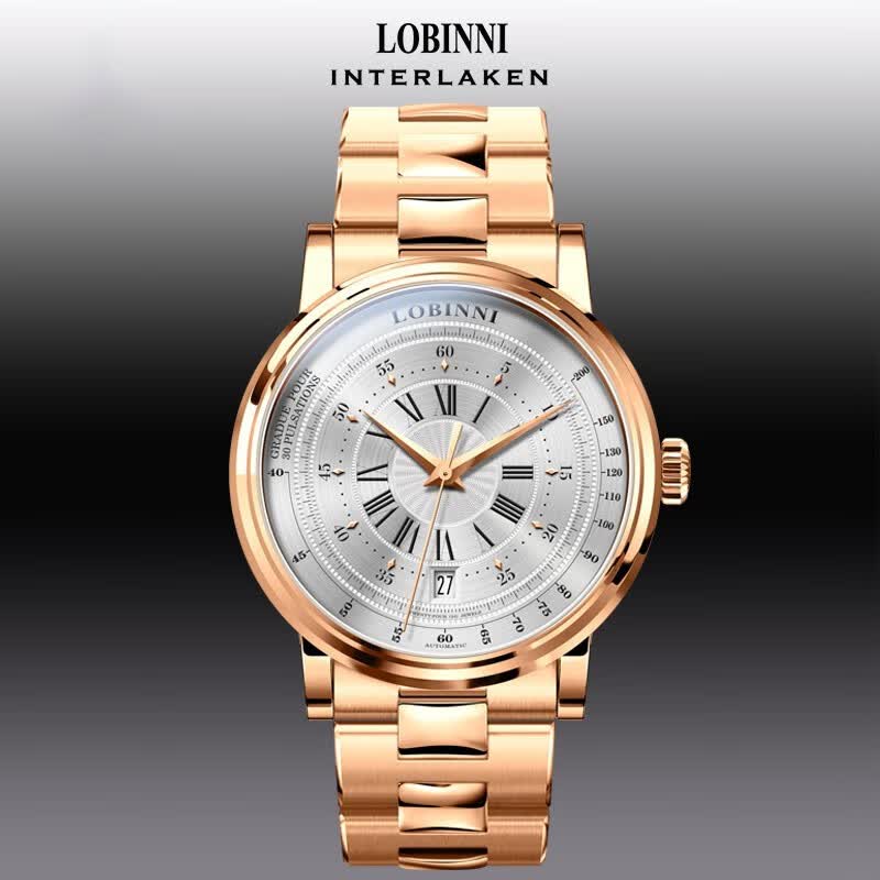 罗宾尼(lobinni)品牌手表男士全自动机械表皮带时尚腕表防水休闲