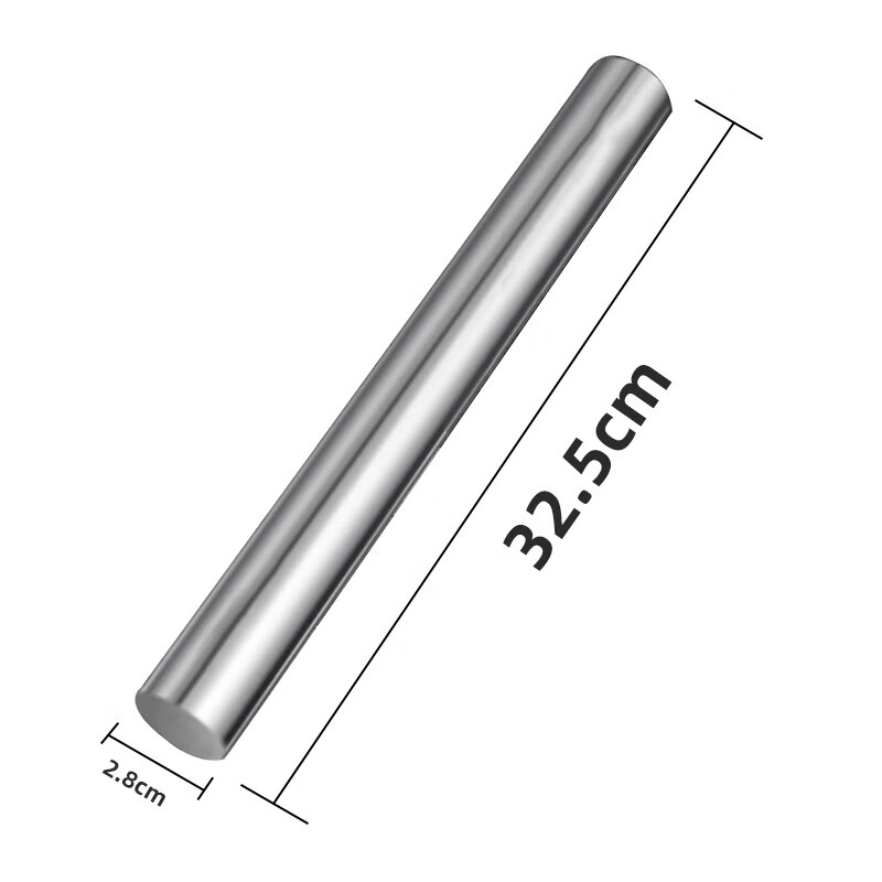304不锈钢擀面杖家用不粘饺子皮赶面棍面条 不锈钢擀面杖（1个装） 2.8*32.5cm 京东折扣/优惠券