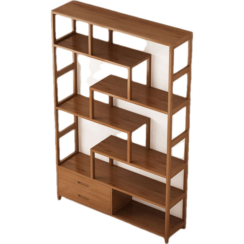 澜墨 博古架实木新中式酒柜展示柜多宝阁古董摆件柜客厅茶具置物架 【常规款】6层80CM长