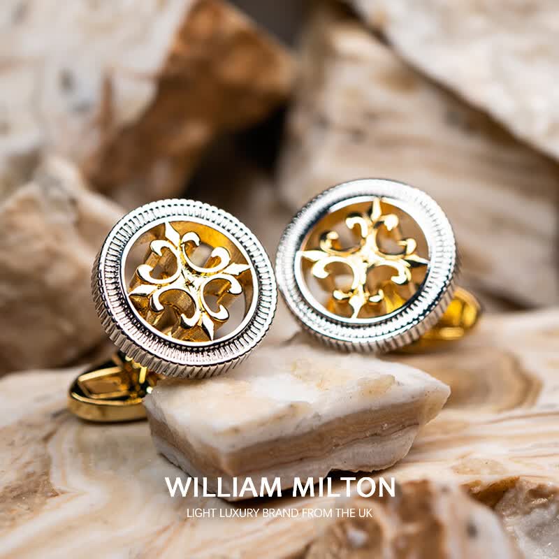 WILLIAM MILTON经典鸢尾花袖扣男手工制作袖钉商务休闲袖口扣礼盒 鸢尾花