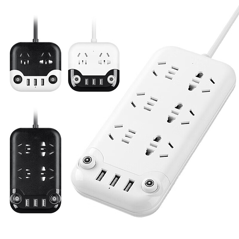 2脚插排两脚插座两头插排2孔项插头二相家用带usb接线板日本拖插线板