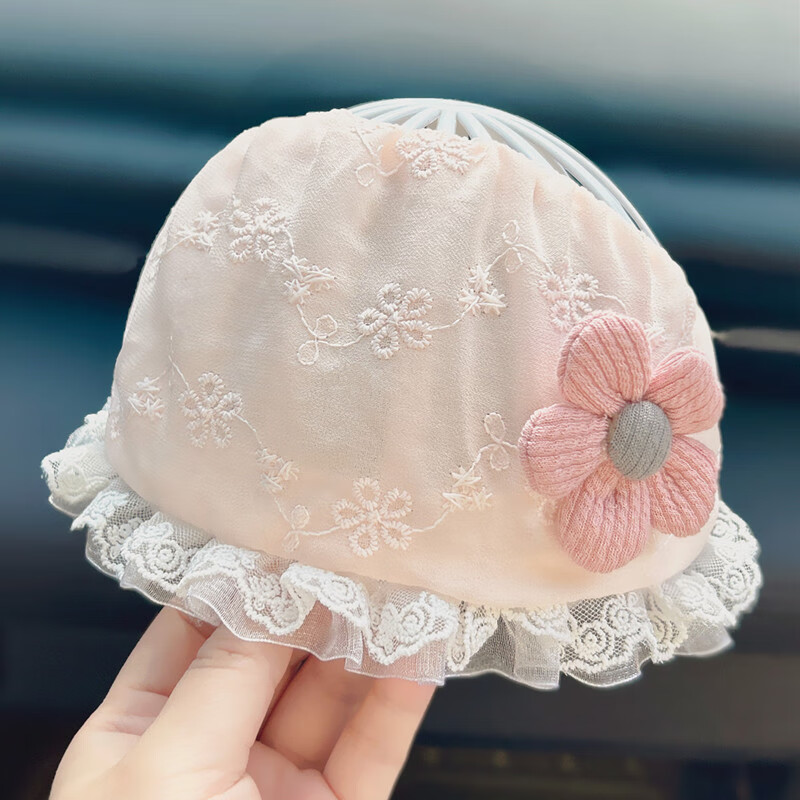 丹雅荣(danyarong)新生婴儿囟门帽子夏季薄款宝宝护卤门女婴蕾丝花边
