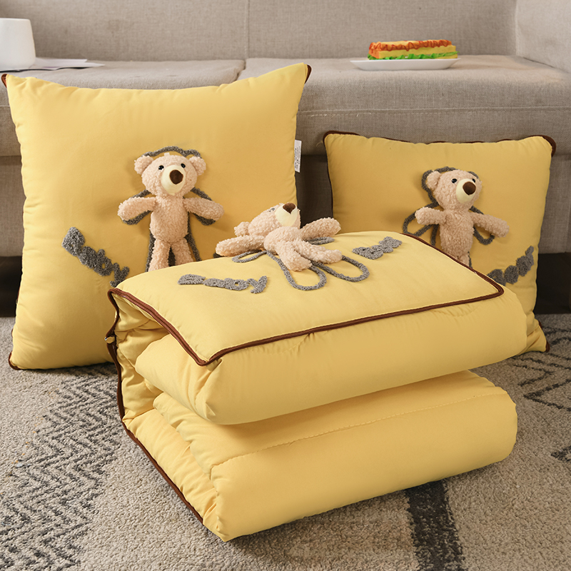 黄色(立体小熊) 抱枕40*40cm【被子100*150cm】