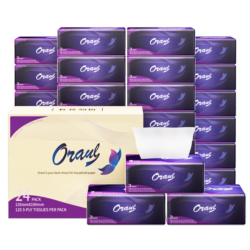 包*360张(3层*120张)抽软抽面巾纸*24包无香(m号宽度135mm)星空紫系列