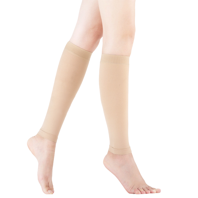可孚静脉曲张弹力袜医用一级压力 男女通用透气治疗型减压力袜子防血栓术后护小腿 中筒露脚踝肤色XXL码