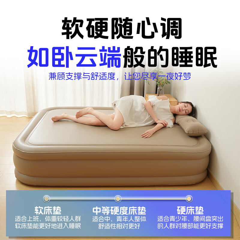 佳嘉优第七代户外弹丝云床全自动充气床垫家用可调软硬替换床适合小孩用 升级贴布云丝床1.5X2X0.4米