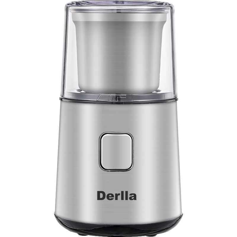 Derlla德國咖啡豆研磨機 電動磨豆機咖啡磨粉機家用超細 銀色