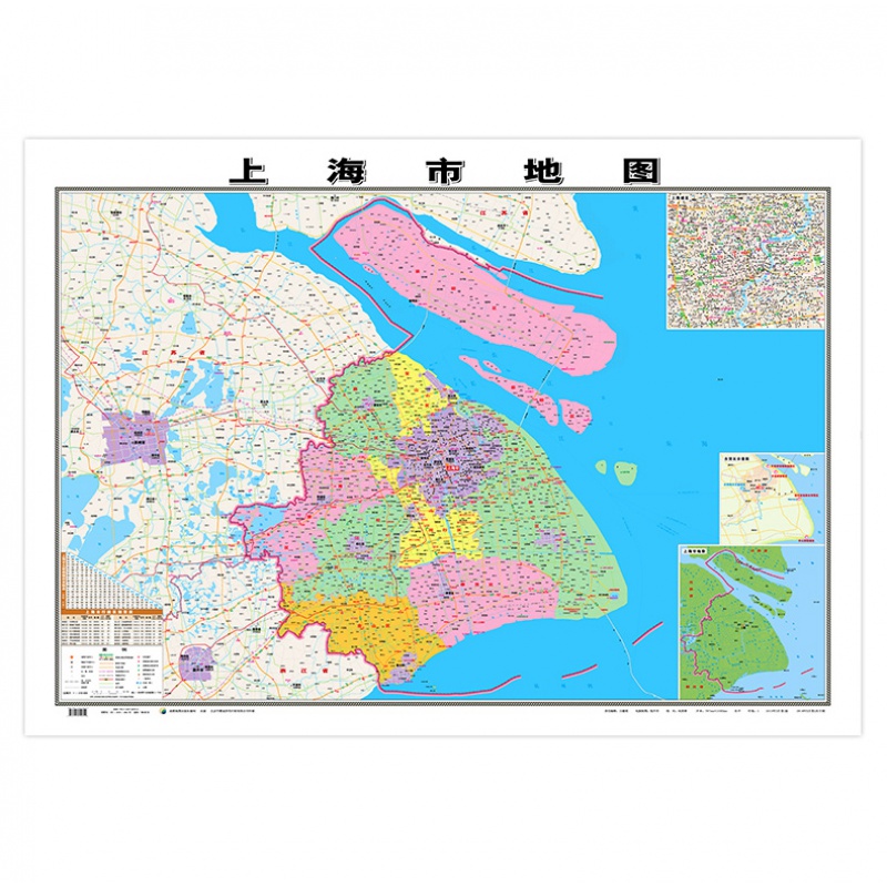 【95%次日达】 上海市地图贴图 106*76cm 双面覆膜防水 高清印刷 信息
