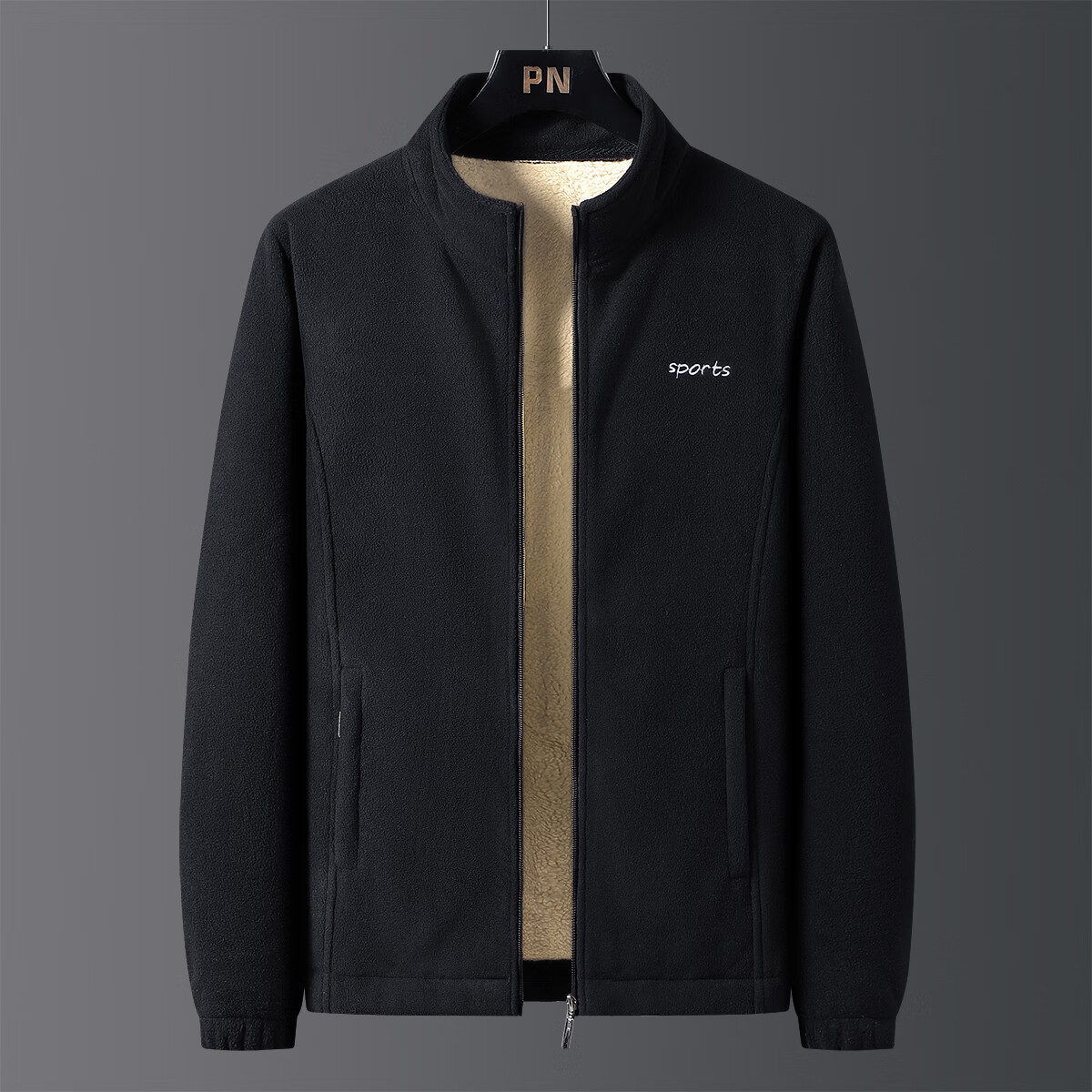 金盾摇粒绒外套男加绒加厚保暖双面绒2024秋冬季新款中年抓绒衣夹克 蓝色 XL