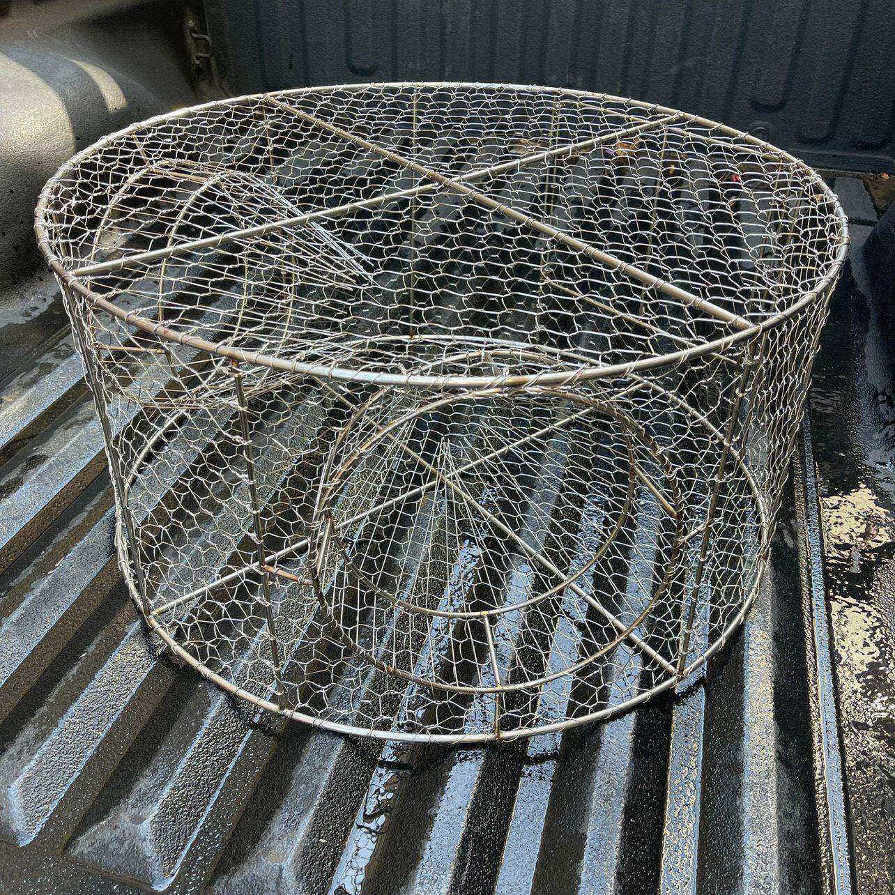 合武渔具不锈钢捕鱼笼自动反复进鱼直径60公分两个入口高30公分 不锈钢鱼笼60*30cm