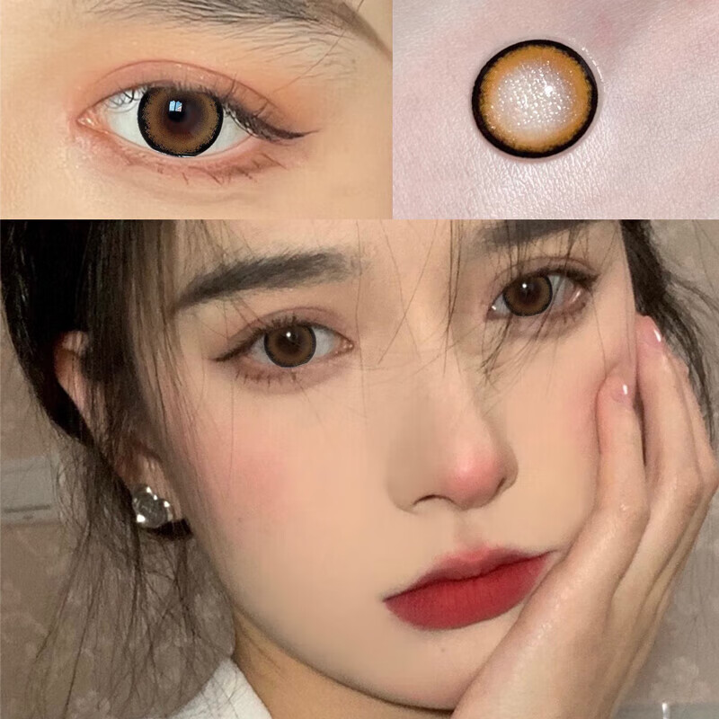 圣鹿甜棕美瞳年抛女大小直径灰色年抛润瞳官网k万圣节 圣鹿甜棕14/5