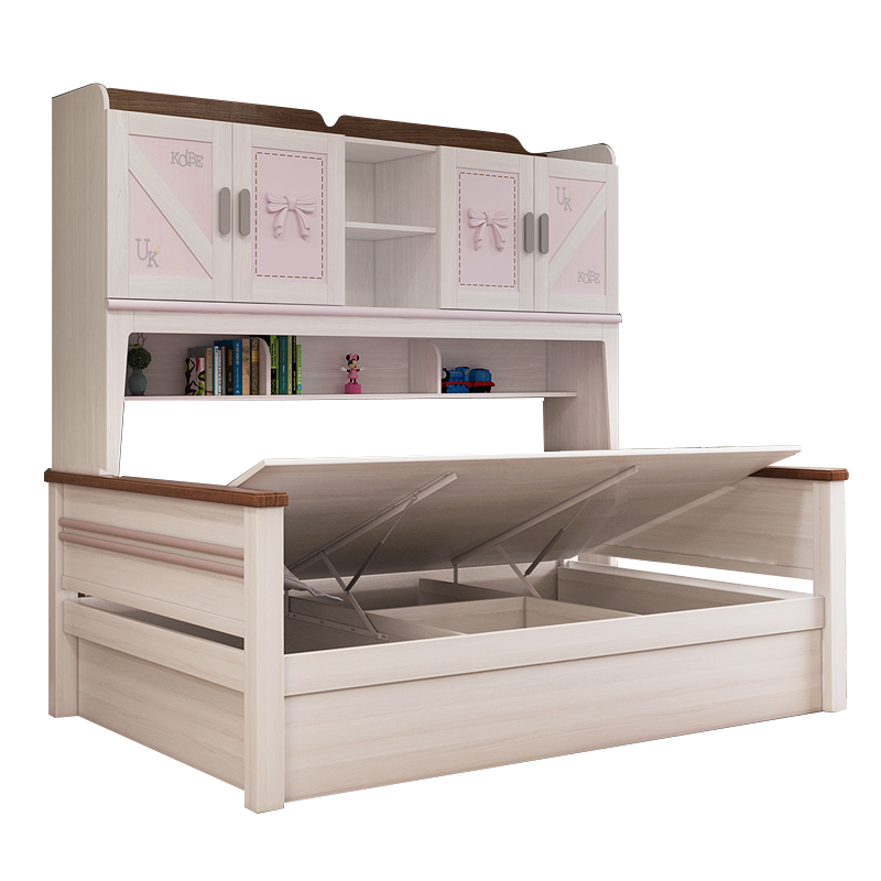 优漫佳 儿童床衣柜床一体男孩实木书桌床小户型儿童套房大容量储物 衣柜高箱床(含书架) 1350mm*2000mm