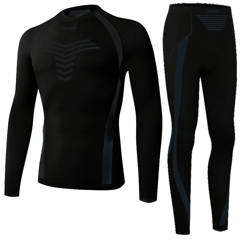 悠途（UTO） 户外功能内衣套装运动透气滑雪速干衣男跑步健身保暖压缩衣 男款墨黑色（超能速干款） 3XL