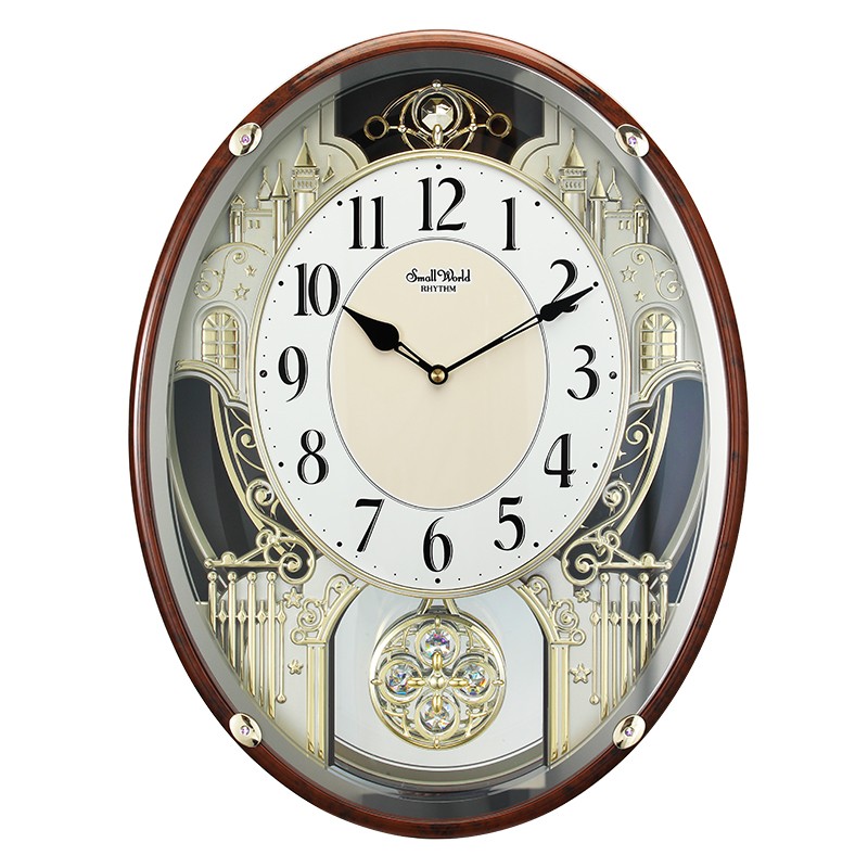 丽声(rhythm)时钟客厅欧式挂钟创意音乐报时挂表家居装饰石英钟表4mh8