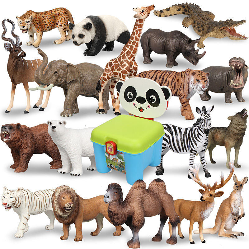 Mechile动物模型仿真模型野生动物园儿童玩具套装摆件宝宝早教认知 动物18件套装