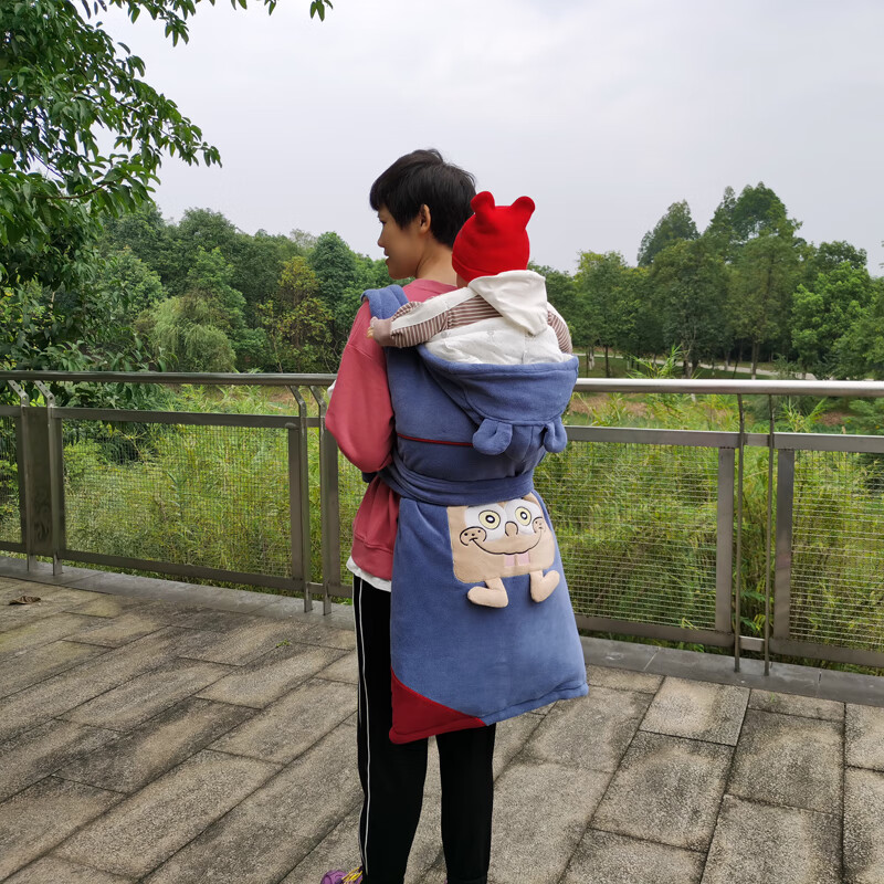 宝宝老式背布传统背巾四川贵州云南背扇 婴幼儿背带加棉厚款冬季 蓝色