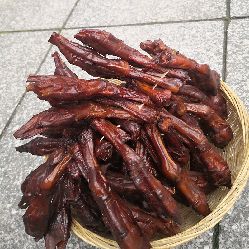 i湖南邵阳特产柴火烟熏肠包鸭爪农家自制腊鸭掌包肉鸭脚包500g袋装 20
