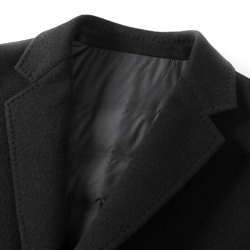 MAYOR男装 冬季Loro piana全羊毛黑色西服领双面呢大衣 黑色 M (170/92A)