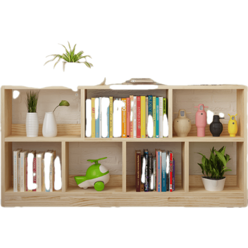 鑫恩理 矮柜书架实木书架简易落地柜书柜组合绘本柜松木矮柜置物架蒙氏教具柜 E1级松木80高*120长*24深