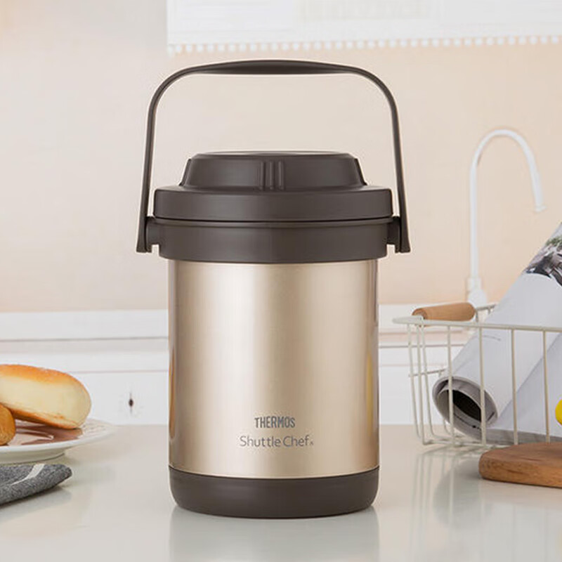 膳魔師（THERMOS） 燜燒鍋保溫湯鍋真空不銹鋼免火燉鍋TCRA-1800提鍋1800ml 1800ml金色