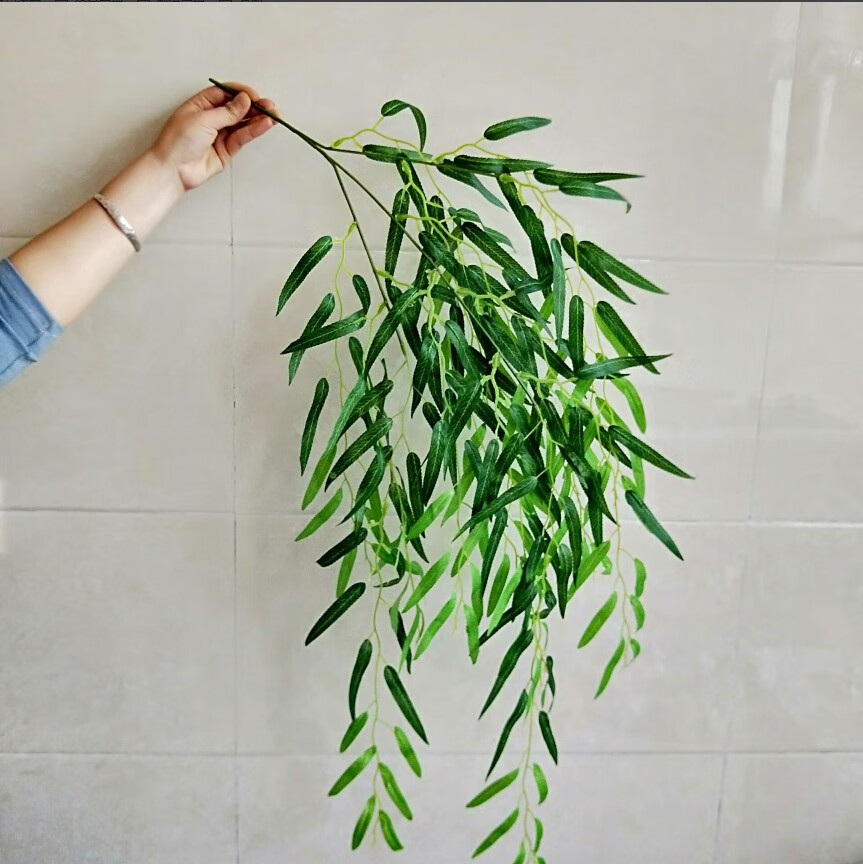 刘不丁仿真柳树叶柳树条景观装饰绿叶子垂柳条柳树植物树枝树叶假柳树