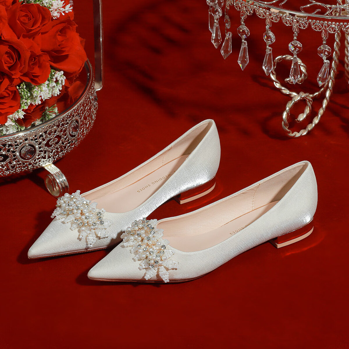 艾方鸟孕妇新娘鞋子婚礼鞋平底舒适秀禾婚纱两穿2024新款婚礼伴娘鞋