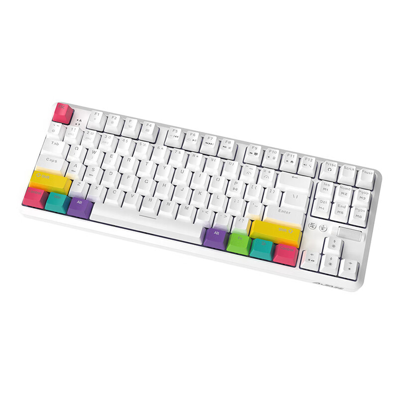 黑爵（AJAZZ）K870T蓝牙无线双模87键机械键盘RGB灯光手机平板笔记本游戏办公 白色黑轴