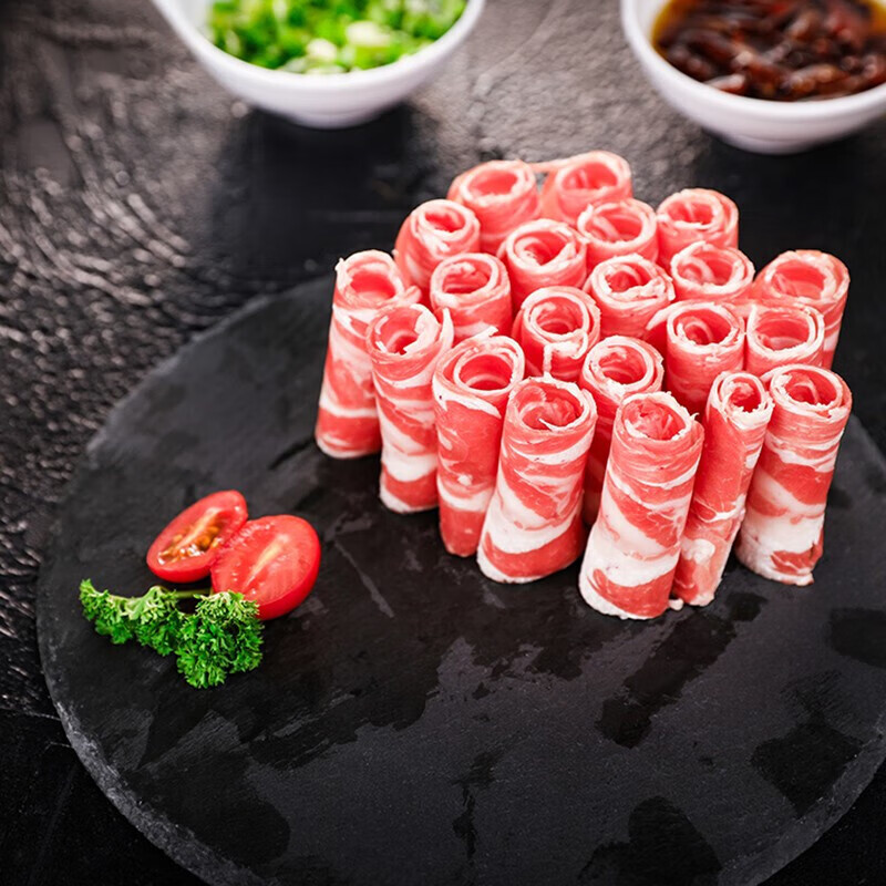 诺西贝源头直发 烧烤羔羊小切羊肉散养生鲜羊排烧烤羔羊 羊肉卷500g*3袋