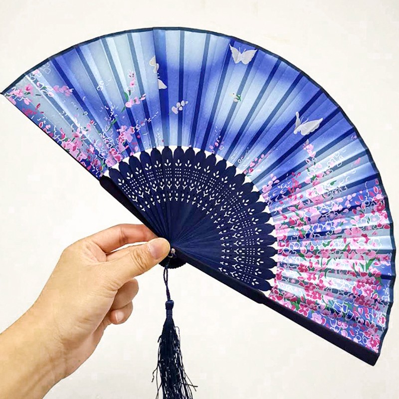 玩控玩控扇子中国古风女式流苏古典古装表演扇学生夏日随身折叠小巧扇