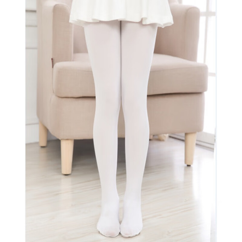 裤袜丝袜薄款女童儿童袜1-12岁小学生女孩天鹅绒舞蹈连脚款 白色 白丝