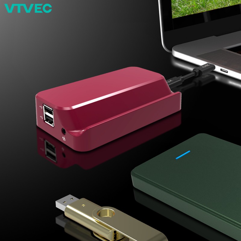 韦泰韦 VTVEC P1 (VT-P1800) Type-C扩展坞 USB-C转接器 多合一 石榴红