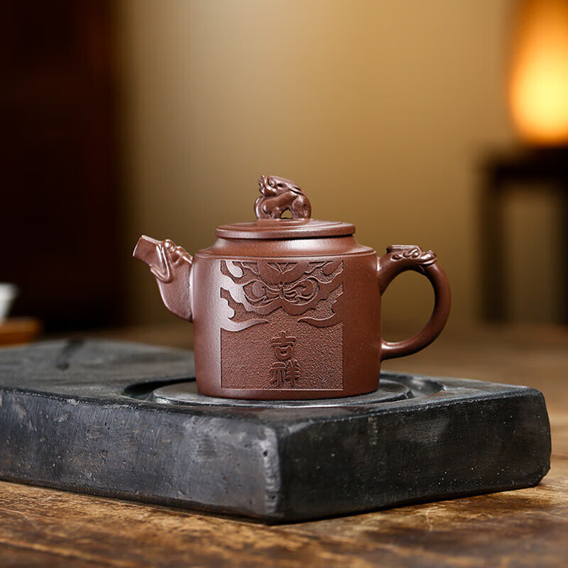 陶小碗宜兴紫砂壶功夫茶具大容量吉祥如意壶原矿紫泥泡茶壶家用茶器