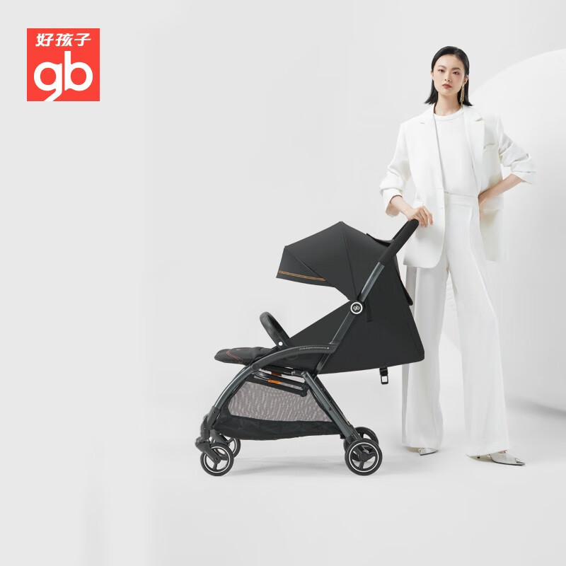gb好孩子婴儿推车鲲鹏加宽座舱舒适避震可坐躺轻便折叠D2800 时尚款大座宽单手秒收 橄榄绿