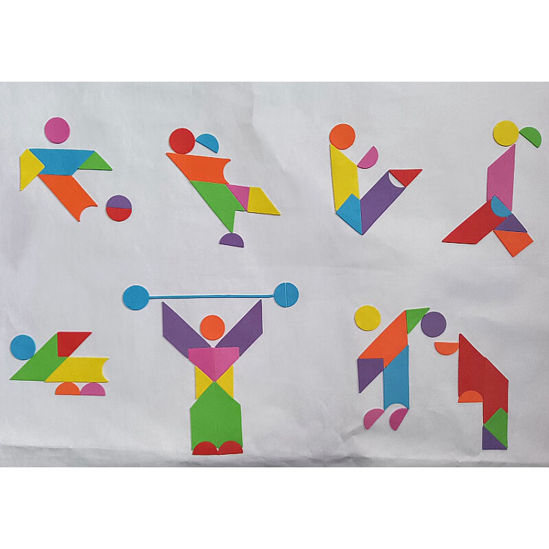 好沐音(haomuyin)七巧板一年级学具大号中号小号七巧板粘贴画贴纸贴画