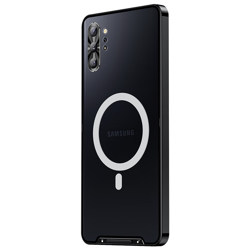 优矩 适用三星note10+手机壳直边金属边框磁吸充电边框式保护壳note10plus简约磨砂全包镜头超薄?；ぬ?三星Note10+（魔盾系列）黑色