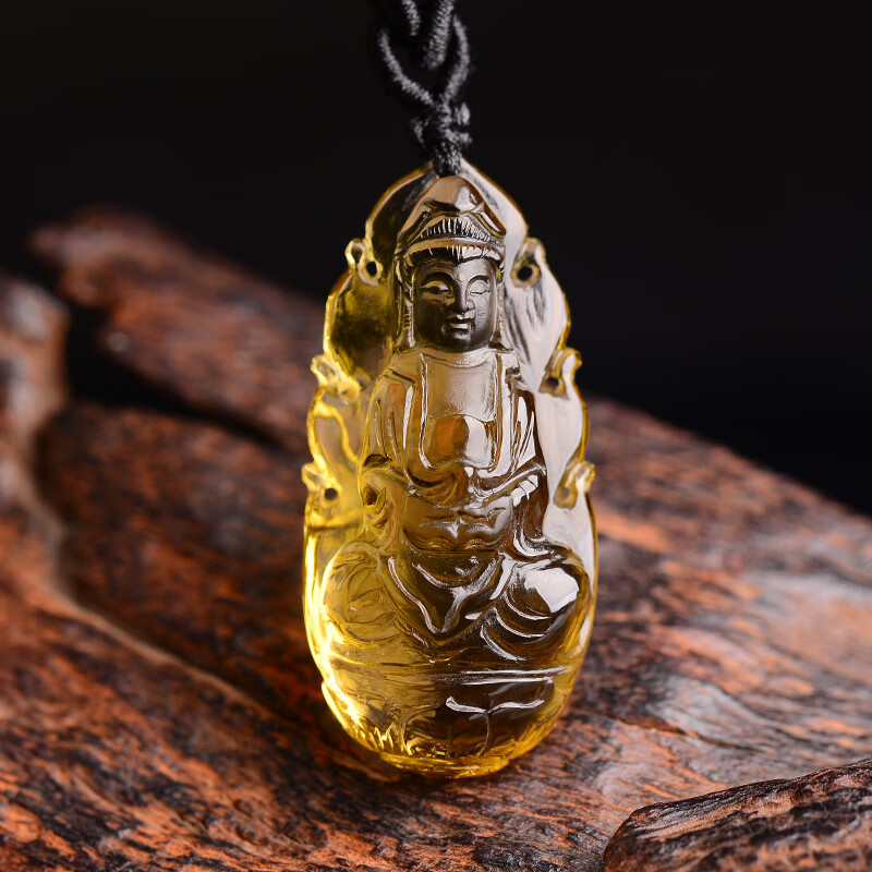 慈灵阁 黄水晶本命佛吊坠大日如来菩萨生肖属羊猴守护神本命佛项链