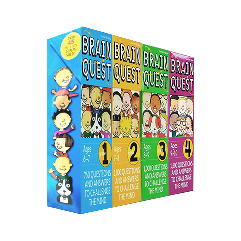 美国BQ大脑任务儿益智问答卡Brain Quest4盒套装G1/2/3/4 8-12岁原版进口