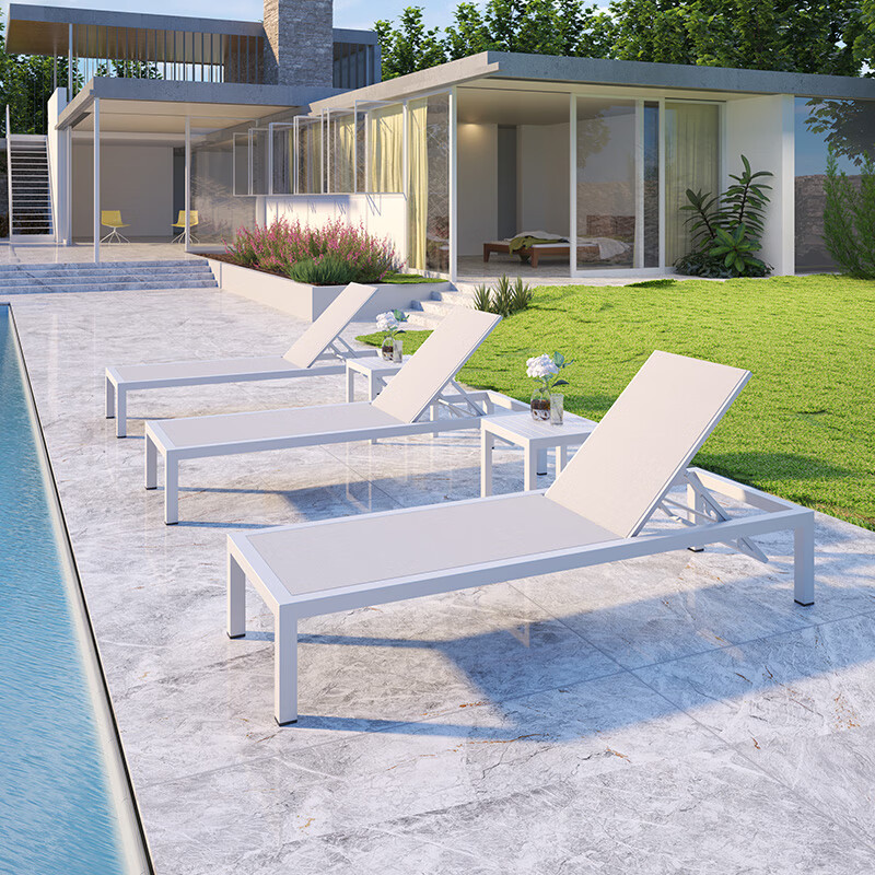 户外躺床游泳池躺椅室外折叠沙滩椅休闲阳台藤椅庭院露台躺椅 1个躺床