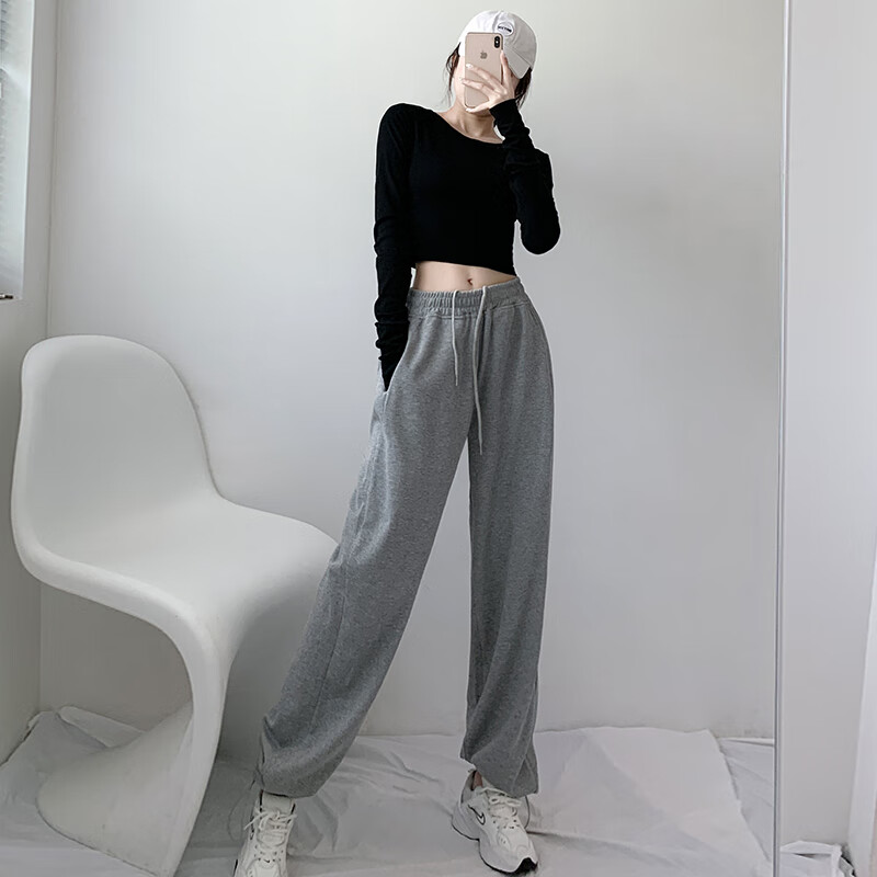 舞服装女套装韩版跳舞jazz裤风格装街舞表演服训练服 黑衣 灰色裤 s